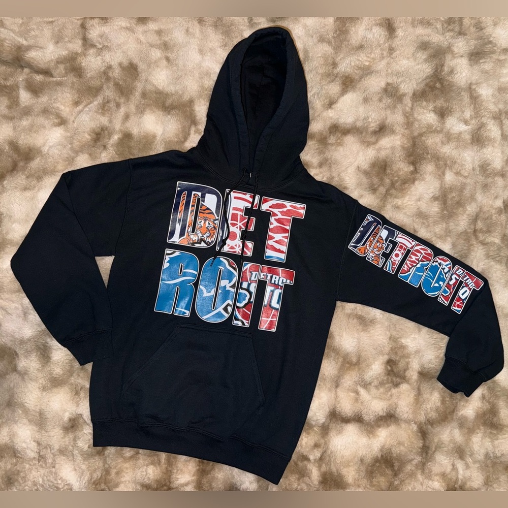Detroit Sports Hoodie | Lions Tigers Pistons Wings | Gildan Heavyweight | Small